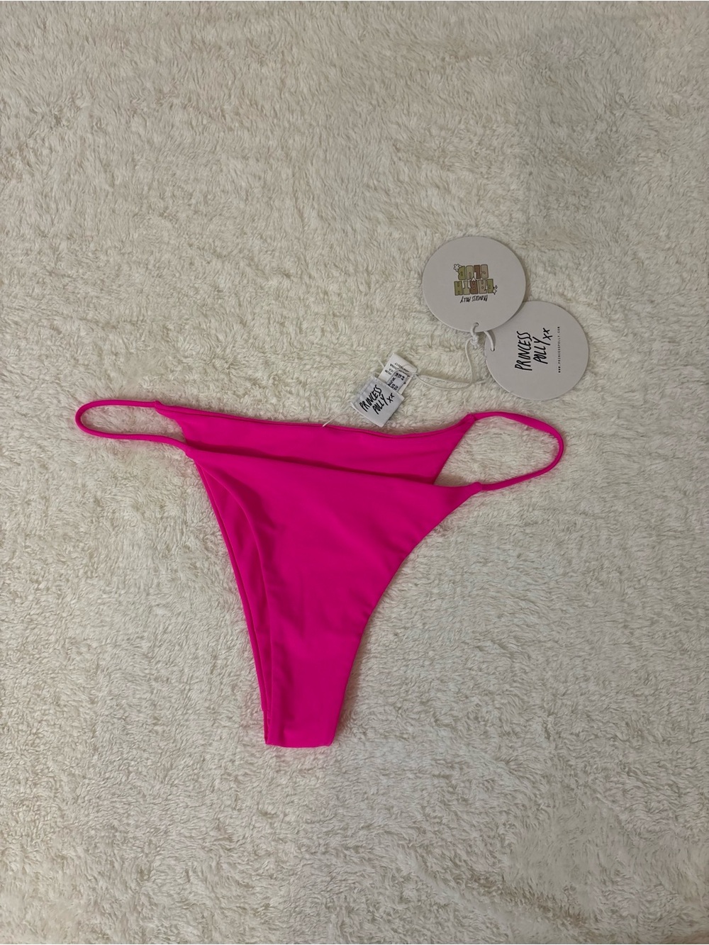 NWT Princess Polly Recycled Nylon Smiley Bikiki Bottoms In Hot Pink Sz 12